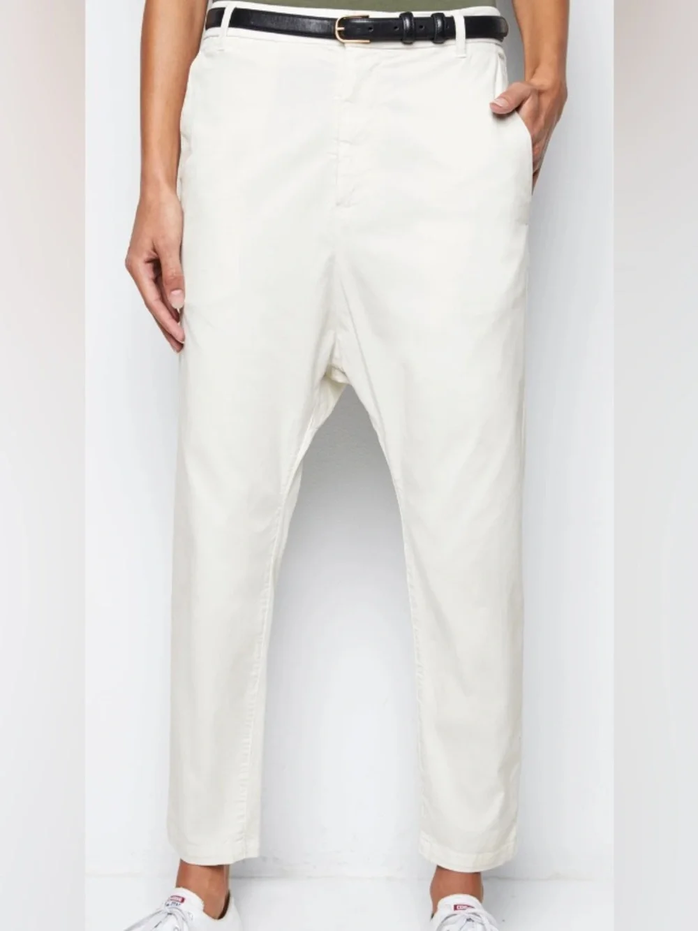 NWT Nili Lotan - Paris Cotton-Blend Twill Trousers - Neutrals Sz 00 /XXS - Picture 2 of 11